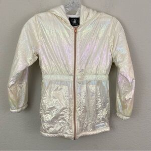 Girls Body Glove White Iridescent Hooded Jacket Plush Lining  Size 8